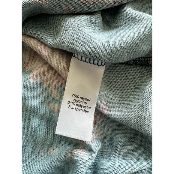 Maurice's 24/7 Plus Scoop Neck Teal Floral Short Sleeve Tunic Blouse Size 1X - Picture 5 of 5